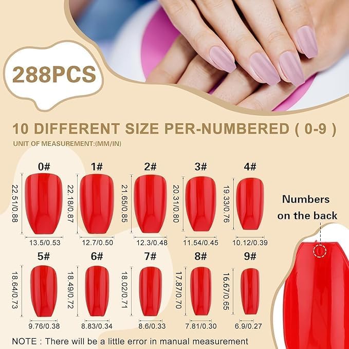 12 Colors Coffin Fake Nails